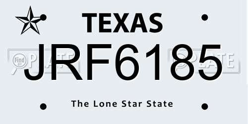 JRF6185 Texas License Plate