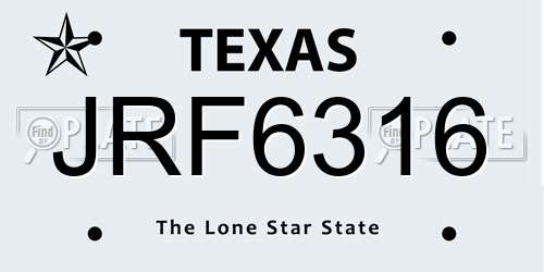 JRF6316 Texas License Plate