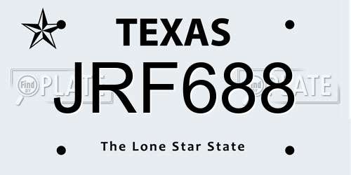 JRF688 Texas License Plate