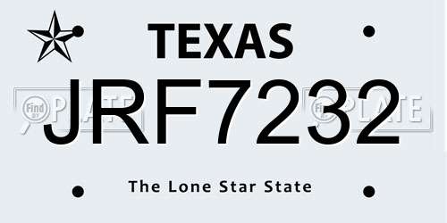 JRF7232 Texas License Plate