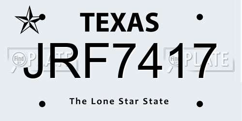 JRF7417 Texas License Plate