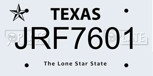 JRF7601 Texas License Plate