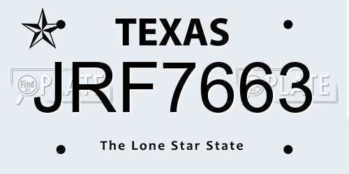 JRF7663 Texas License Plate