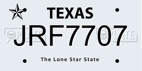 JRF7707 Texas License Plate