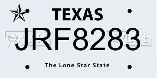 JRF8283 Texas License Plate