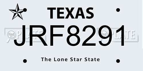 JRF8291 Texas License Plate