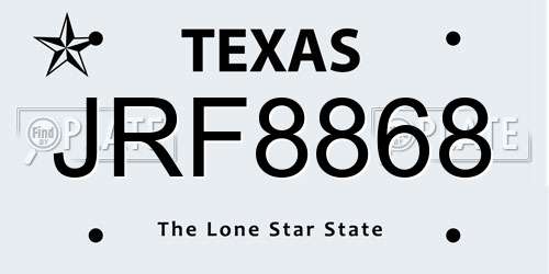 JRF8868 Texas License Plate