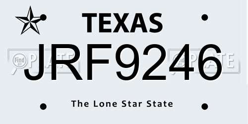 JRF9246 Texas License Plate
