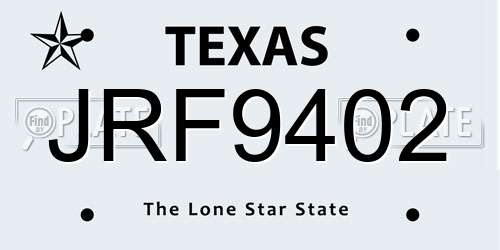 JRF9402 Texas License Plate