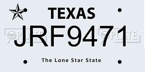 JRF9471 Texas License Plate