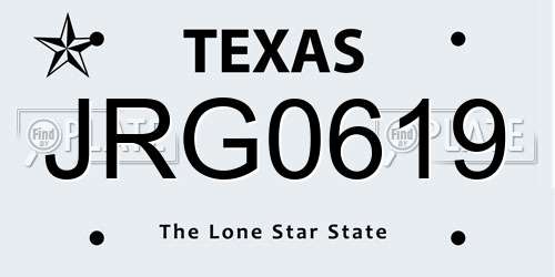 JRG0619 Texas License Plate