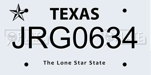 JRG0634 Texas License Plate