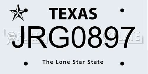 JRG0897 Texas License Plate