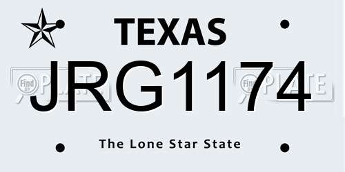 JRG1174 Texas License Plate