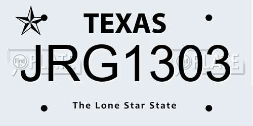 JRG1303 Texas License Plate