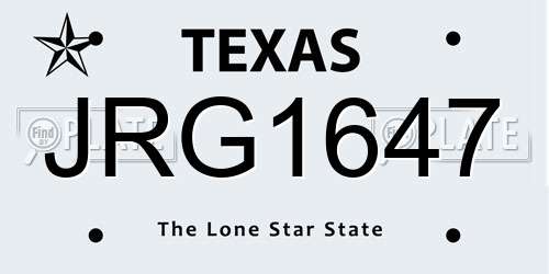 JRG1647 Texas License Plate