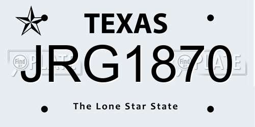 JRG1870 Texas License Plate