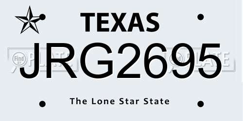 JRG2695 Texas License Plate
