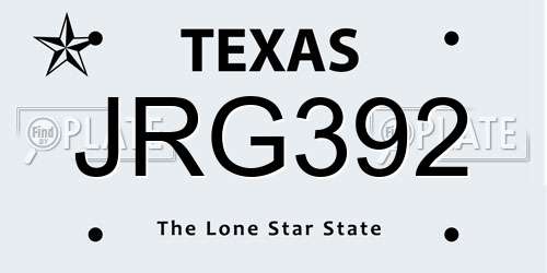 JRG392 Texas License Plate