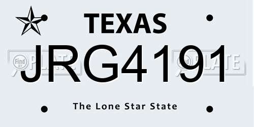 JRG4191 Texas License Plate