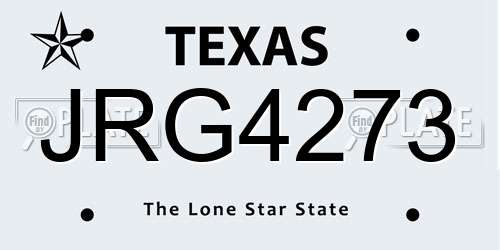 JRG4273 Texas License Plate
