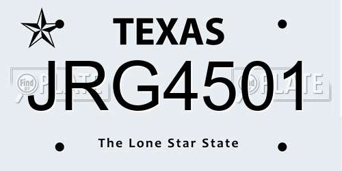 JRG4501 Texas License Plate