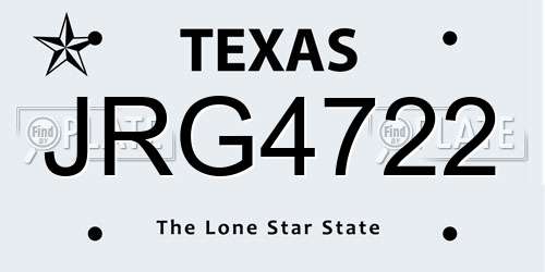JRG4722 Texas License Plate