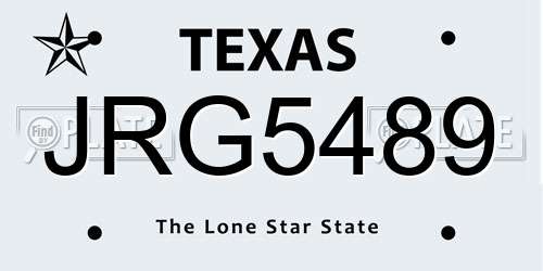 JRG5489 Texas License Plate