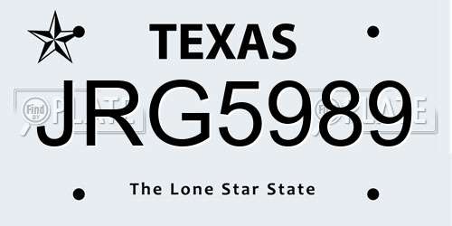 JRG5989 Texas License Plate