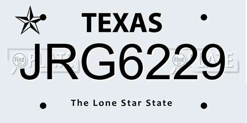JRG6229 Texas License Plate