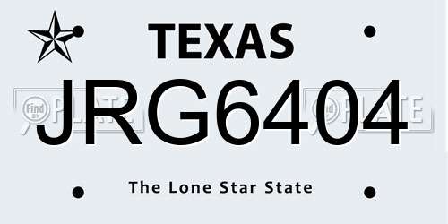 JRG6404 Texas License Plate