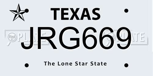 JRG669 Texas License Plate