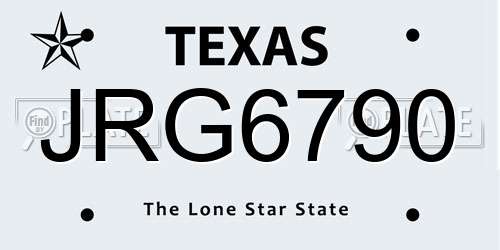 JRG6790 Texas License Plate