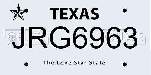 JRG6963 Texas License Plate
