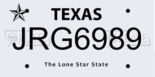 JRG6989 Texas License Plate