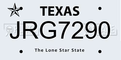 JRG7290 Texas License Plate