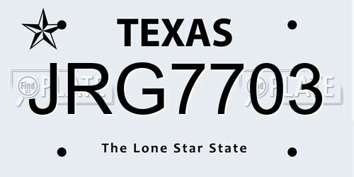 JRG7703 Texas License Plate