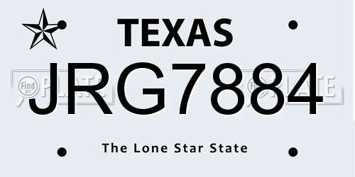 JRG7884 Texas License Plate