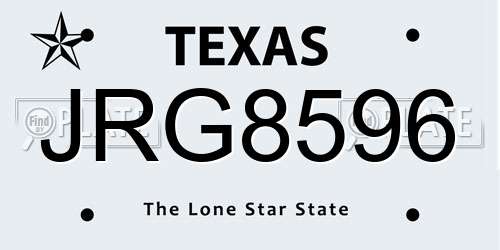 JRG8596 Texas License Plate