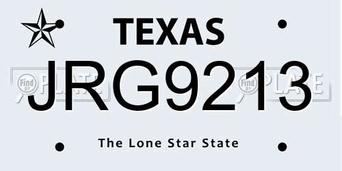 JRG9213 Texas License Plate