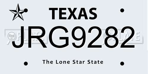 JRG9282 Texas License Plate