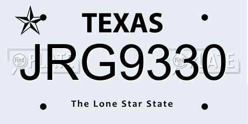 JRG9330 Texas License Plate