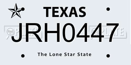 JRH0447 Texas License Plate