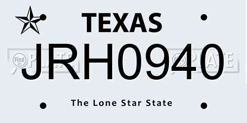 JRH0940 Texas License Plate