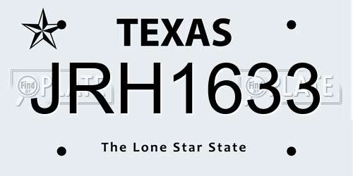 JRH1633 Texas License Plate