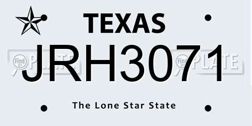 JRH3071 Texas License Plate