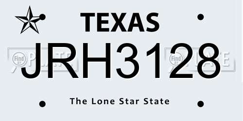 JRH3128 Texas License Plate