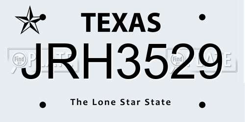 JRH3529 Texas License Plate