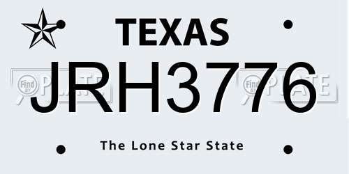 JRH3776 Texas License Plate