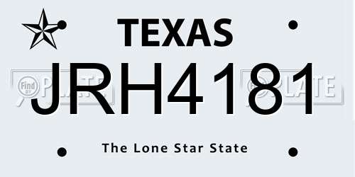 JRH4181 Texas License Plate